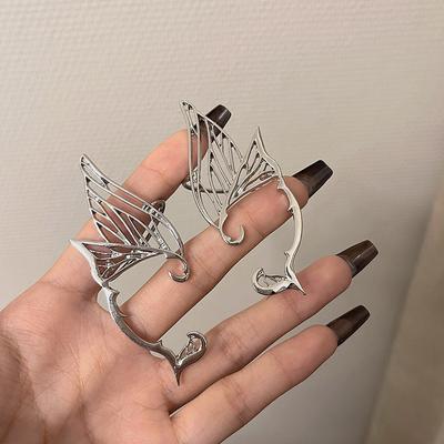 Elf Ear Hollow Ear Clips Earrings Simple Cool Elf Ear Outline Ear Cuff Alloy No Piercing Ear Clip All-Match Ear Hanging Jewelry