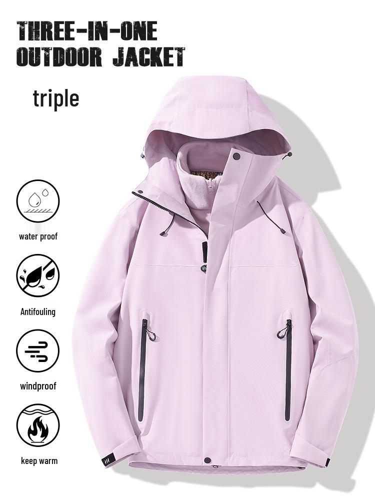 Men's & Women's Three-in-One Hooded Graphene Fleece Windbreaker - Windproof & Waterproof Jacket Set
