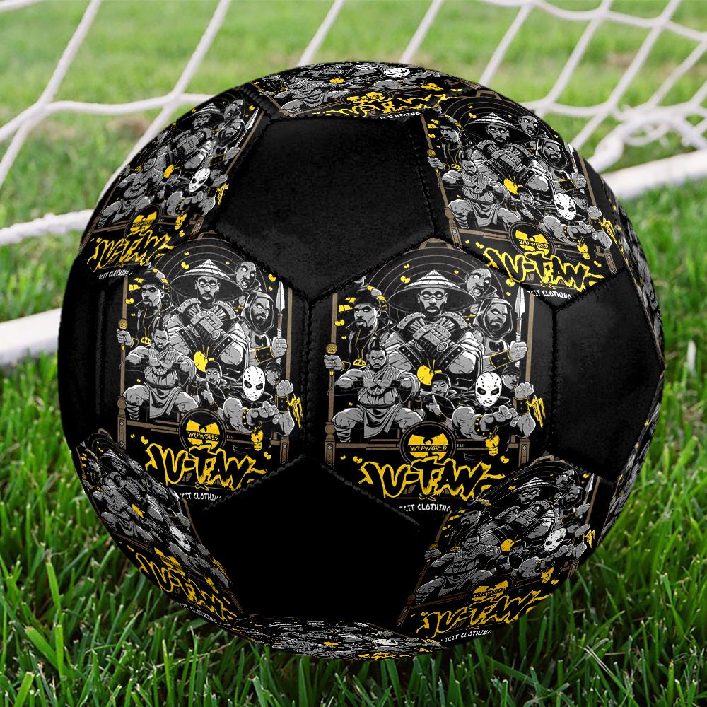 WU TANG Indoor Soccer Ball Colorful Machine Stitched PVC Size 5 Team Training Competition Ready Durable High-Bounce Cool Sports Gift