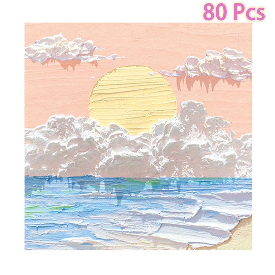 80pcs Oil Painting Scenery Convenience Sticker Salt simple Japanese high-value cute stickers school supplies office stationery