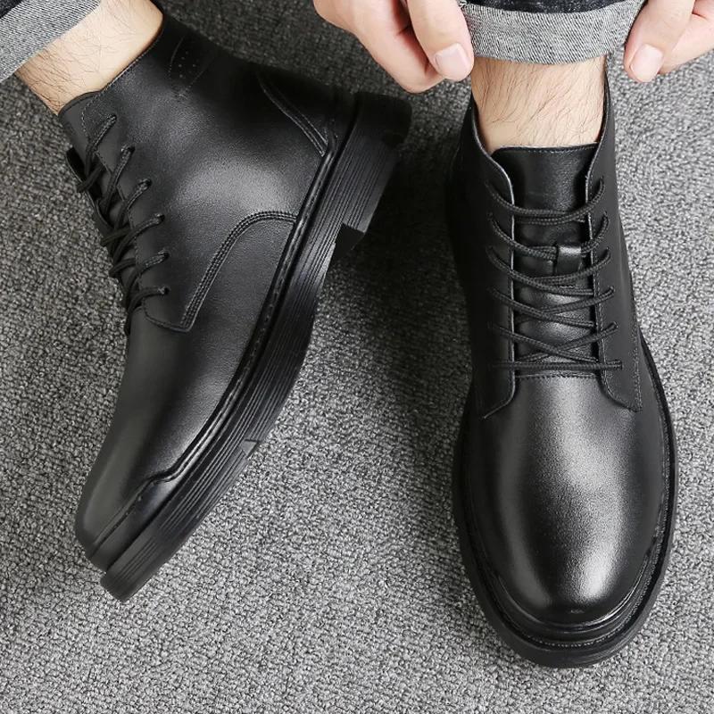 Tactical Ankle Boots Men Outdoor Leather Winter Fur Warm Man Boots Us  Hunting Boots For Men Shoes Casual Blackt65