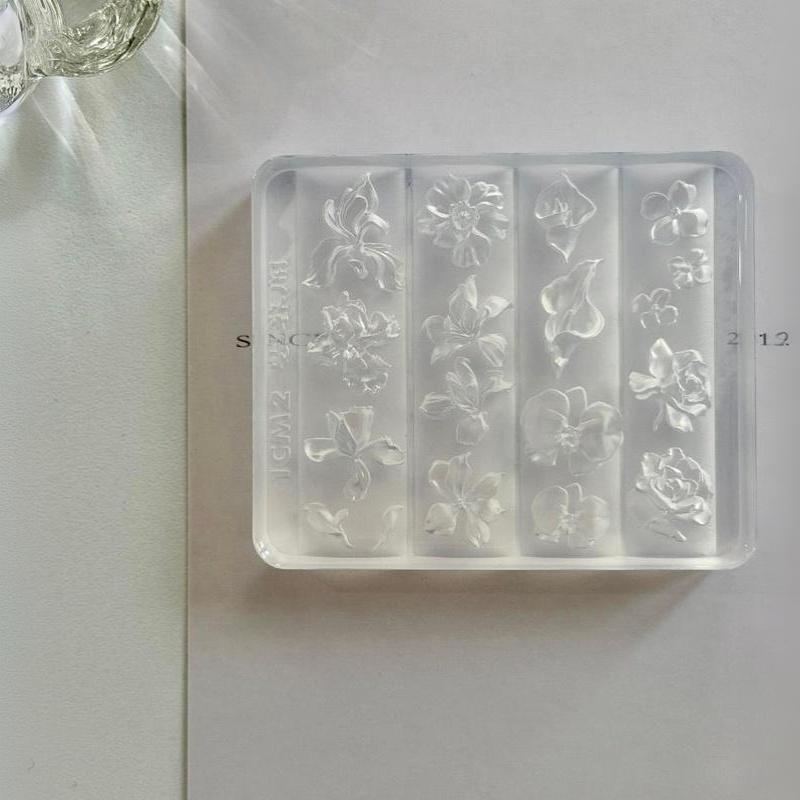 Silicone Nail Art Relief Mold 1Pcs 3D Flower Rose Butterfly Orchid Petal Pattern Reusable for UV Resin Nail Decor Craft