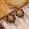 Animal Weaving Lion Head Earrings Three-dimensional Retro Vintage High-end Palace Fashion