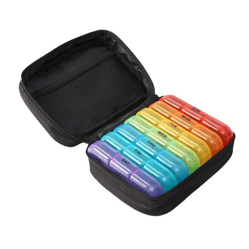 Veckovis Pillerorganisatörer 21 Fack 3 Gånger Om Dagen Fuktsäker Pillerask Med PU-Läderfodral För Förvaring av Vitaminer Medicin Fiskoljor