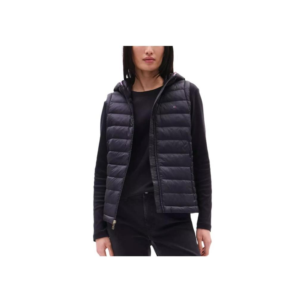 Tommy Hilfiger Gesteppte Kapuzen-Reißverschlussweste Damen Westen Schwarz 76J5330-BDS