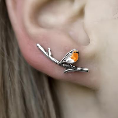 1 paire de boucles d'oreilles pendantes en forme d'oiseau en forme de branche d'arbre, boucles d'oreilles tendance de style vintage et minimaliste pour femmes, cadeau parfait pour les fêtes