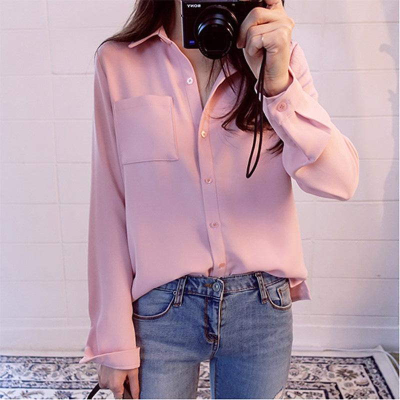 Women's Clothing Casual Long Sleeve Shirt Loose Large Size Solid Color