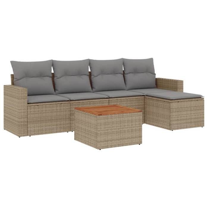 VidaXL Garden Lounge Set with Cushions 6 Pcs Beige Braided Resin 3224099