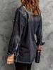 Plus Size Women's Ripped Washed Denim Cardigan Jacket
