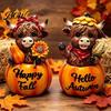 Highland Cow Table Ornament Pumpkin Ornament, Resin Desktop Figurine Decorations, Creative Small Animal Statue Centerpiece for Autumn Harvest