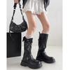 Black Retro Women's Long Boots Double Wear High Tube Knight Style Thick Bottom Spring Autumn Non-Knee High Heel Shoes