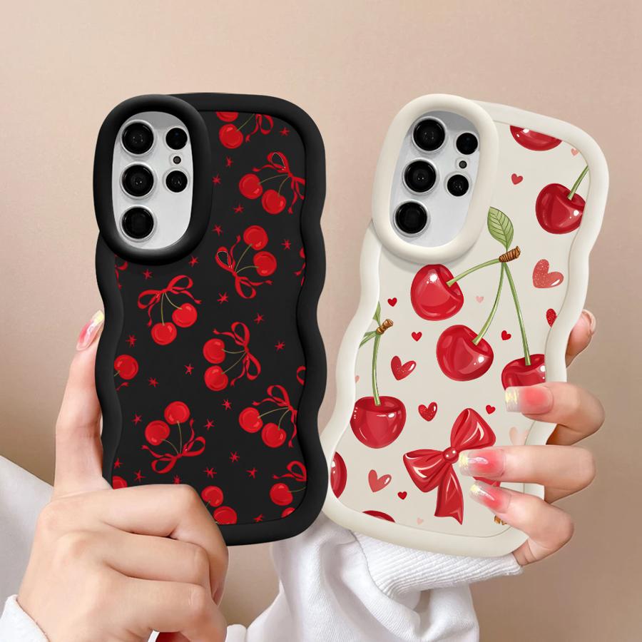 Case for Samsung Galaxy S22 Ultra S21 S23 Plus A25 S25 S24 A26 S20 FE Soft Phone Cover A36 A34 A24 A54 A35 A55 Red Lovely Cherry