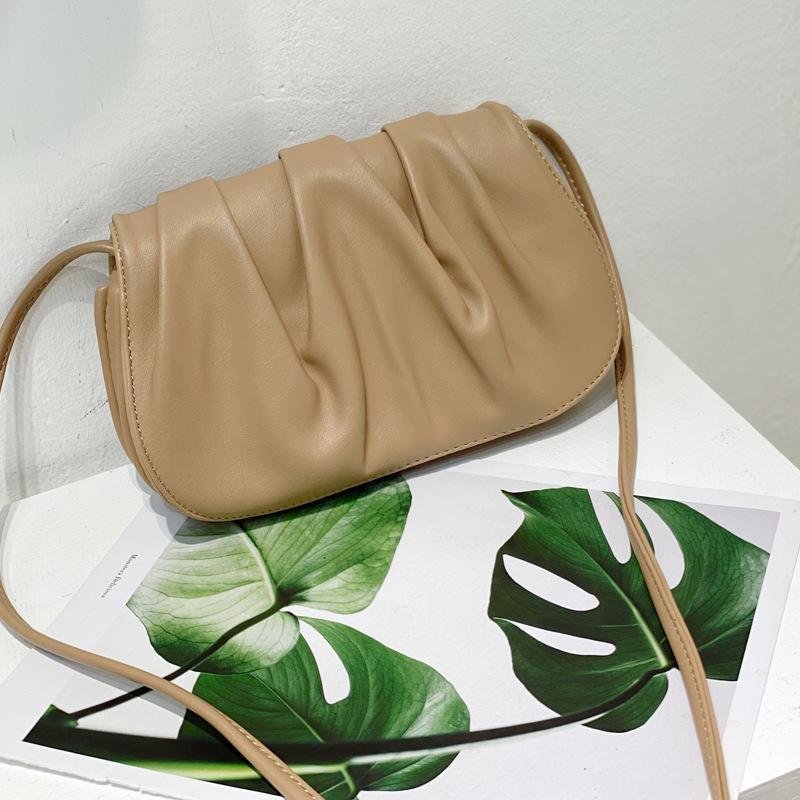 

Простая плиссированная сумка-облако в стиле феи, Универсальная мягкая сумка-клатч, Свежая сумка-багет через плечо жёлтый