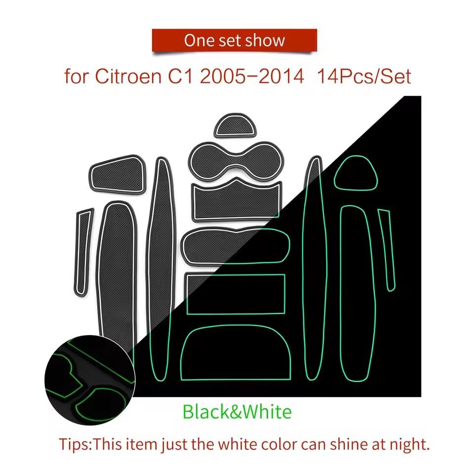 Für Citroen C1 2005 - 2014 Anti-Rutsch Ablagefach-Matte Getränkehalter Türfach Einlage Anti-Rutsch Matten Untersetzer Auto Innenraum Zubehör
