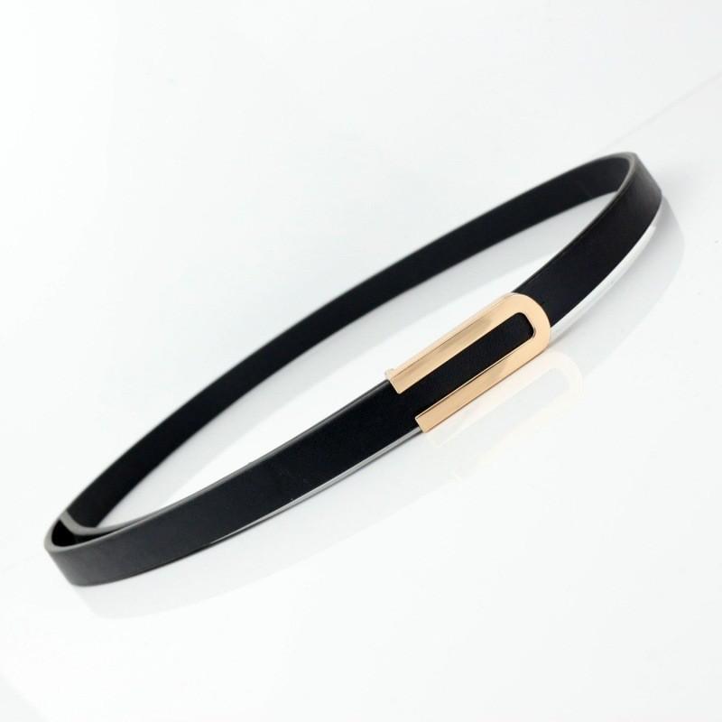 Unique Korean Style Womens Black Pu Belt Retro Simple Fashion Accessory For Use Everyday