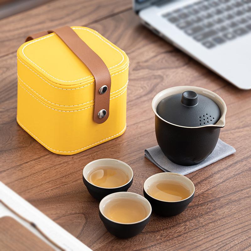 Travel tea set Small set Portable express cup Outdoor tea making tea cup Household three cups Kung Fu tea set