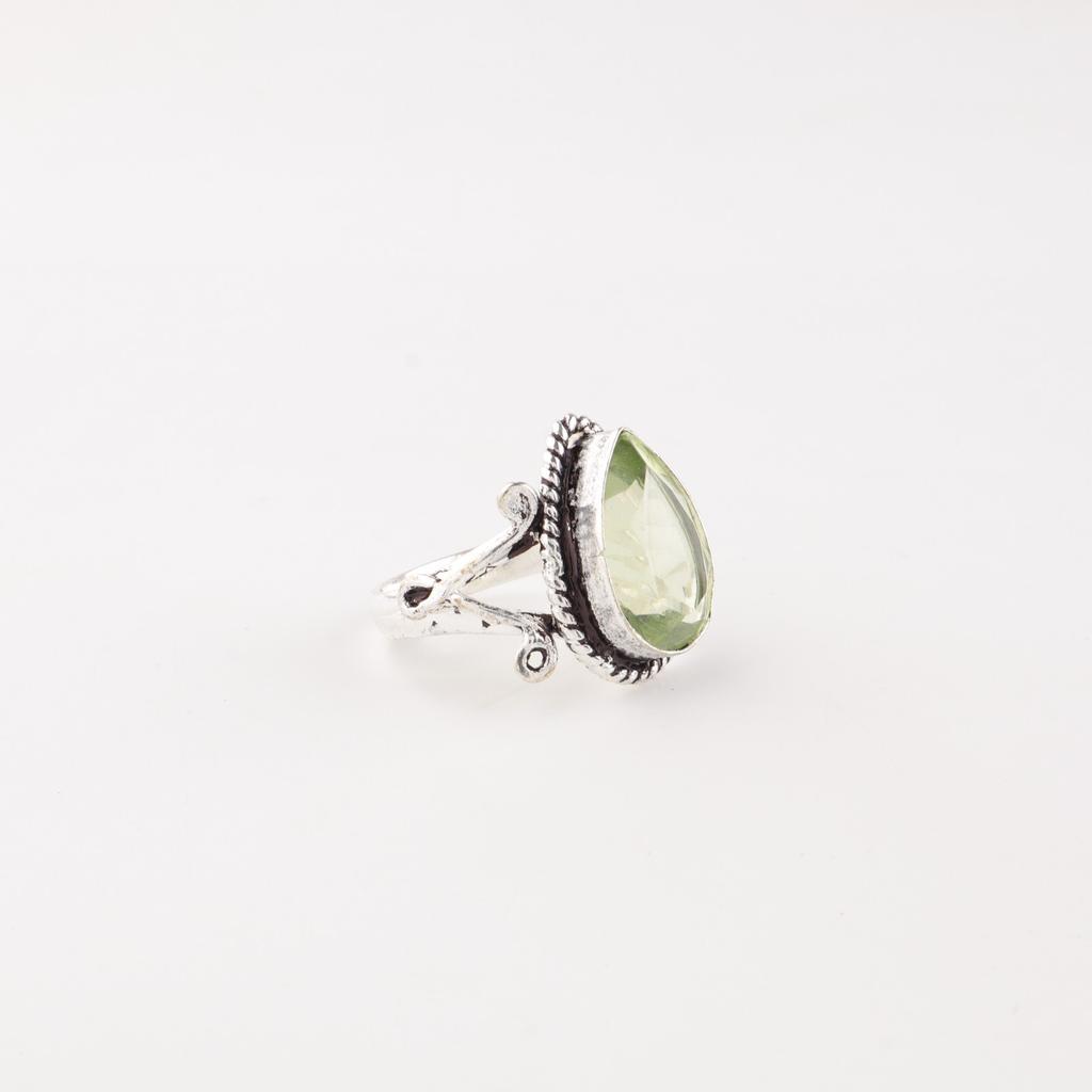 Green Amethyst Gemstone 925 Sterling Silver Jewelry Handcrafted Partywear Ring RR-57-3