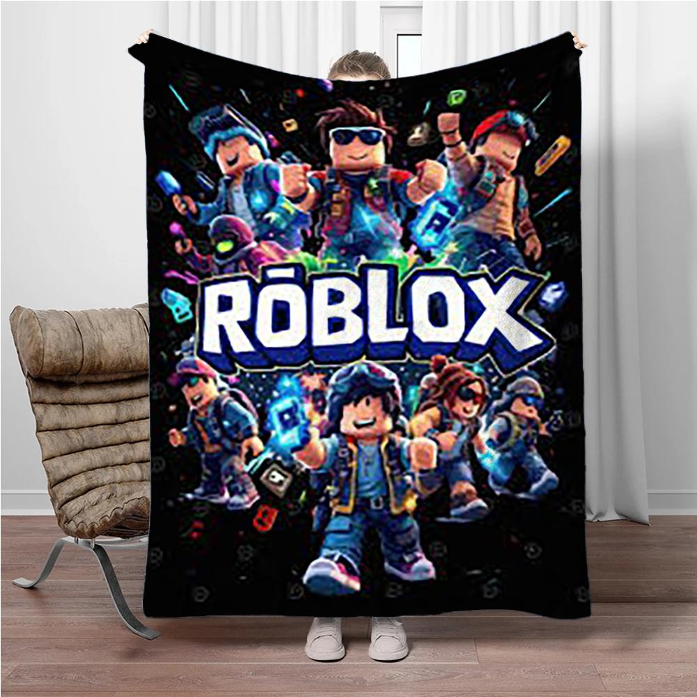 Coperta di Flanella Gioco Cartoon 3D RR-Robloxs, Morbida Coperta da Lanciare per Casa Camera da Letto Letto Divano Picnic Viaggio Ufficio, Regali per Bambini