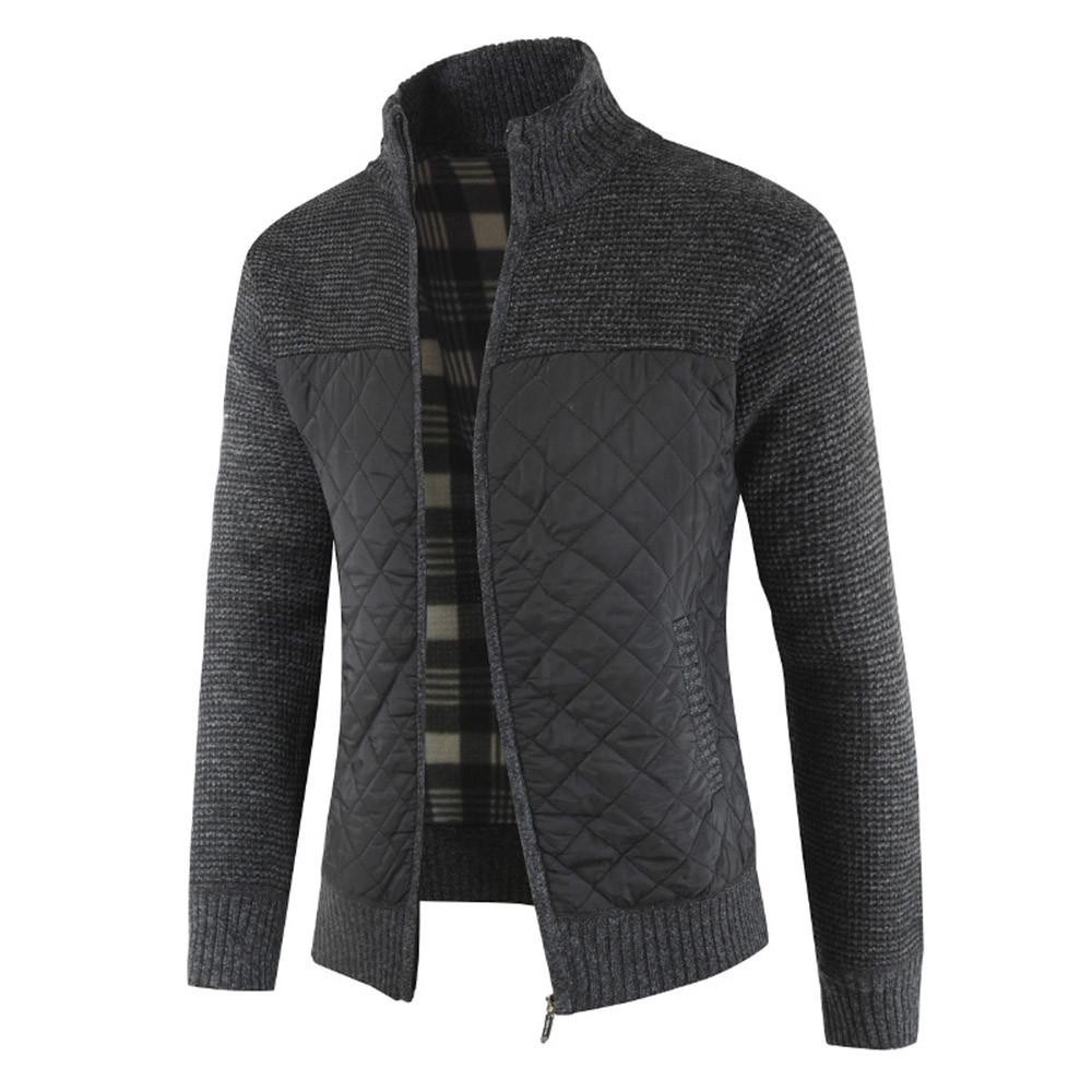 Men's  Winter Packwork Warm Zipper Jacket Knit Cardigan Long Sleeve Coat
