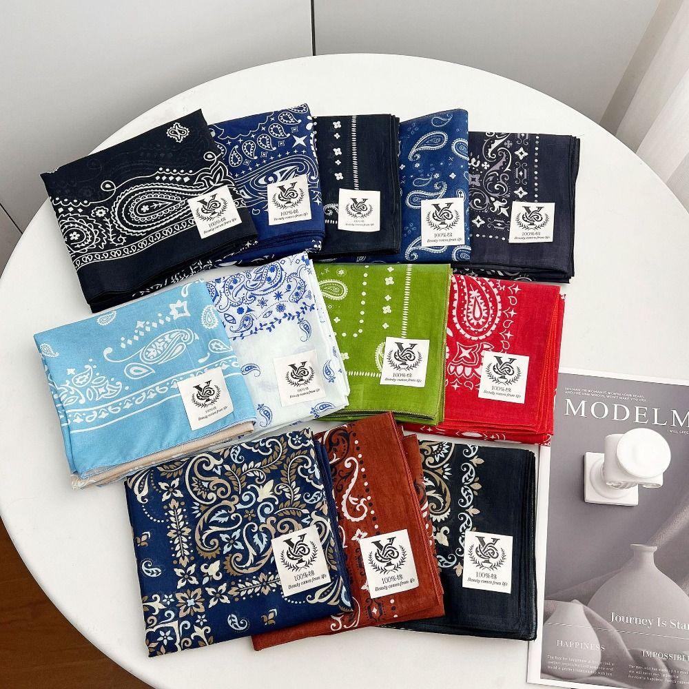 Breathable Cotton Square Scarf Korean Small Scarves Elegant Cashew Nut Print Silk Scarf  Vacation