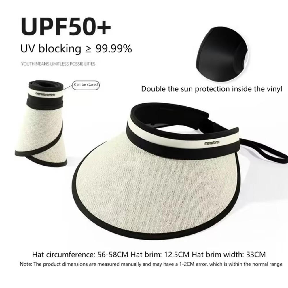 Wide Brim Empty Top Hat UV Protection Hat Visor Cap Ladies Fashion Sun Protection Hat Women