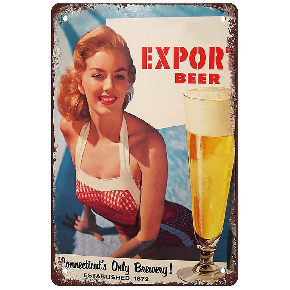 Vintage Pinup Weinmädchen Metallblechschilder Cocktail Martini Fireball Bier Wanddeko für Hausbars Garage Café Clubs Man Cave Pubs
