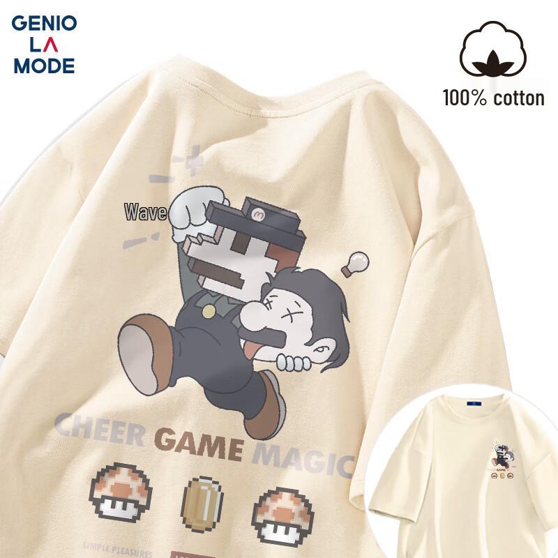 GENIOLAMODE Men's Cotton Short-Sleeve Graphic Tee