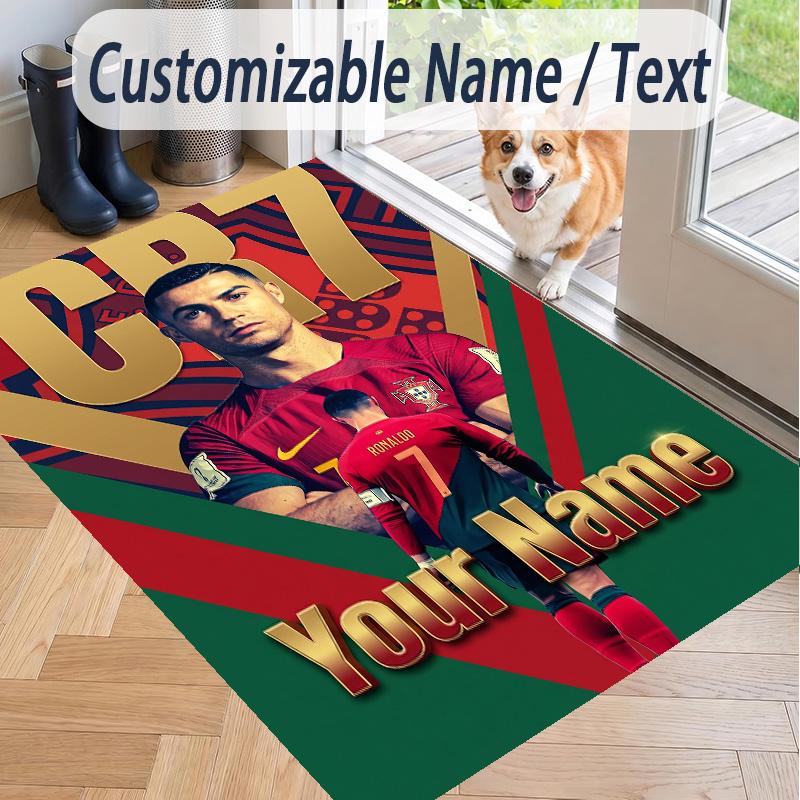 Custom Text Printed Rug Cristiano Ronaldo Non Slip Floor Carpet For Home Room Decor