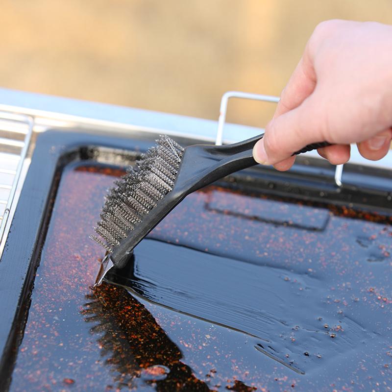 Stainless Steel Barbecue Brush,Grill Cleaning Wire Brush with Scraper,Extra Strong BBQ Cleaner Accessories for Outdoor Camping