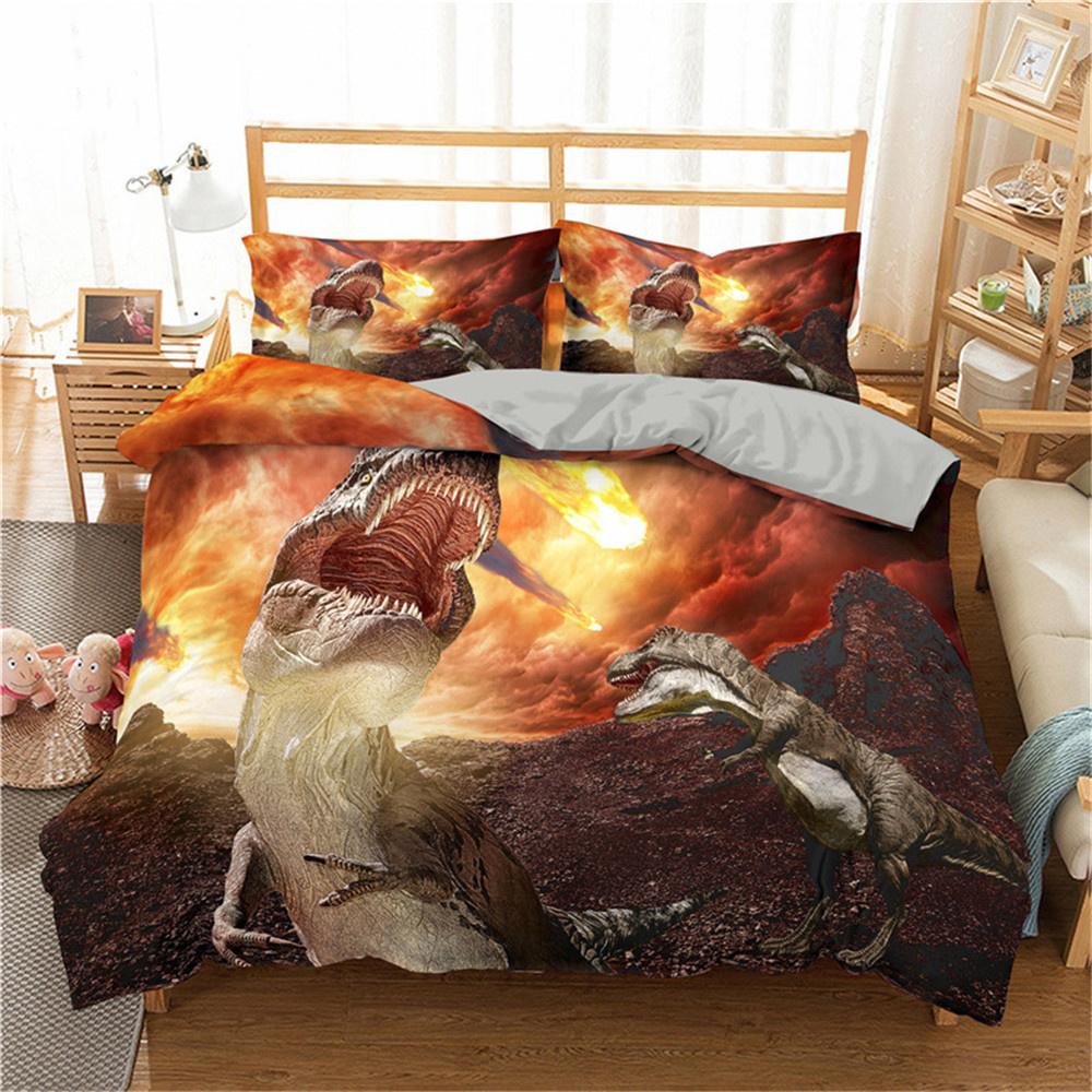 3D Animal Bedding Set Dinosaur Bed Duvet Cover Pillowcase Comfortable Microfiber Single Queen Double Bedclothes with Full Size