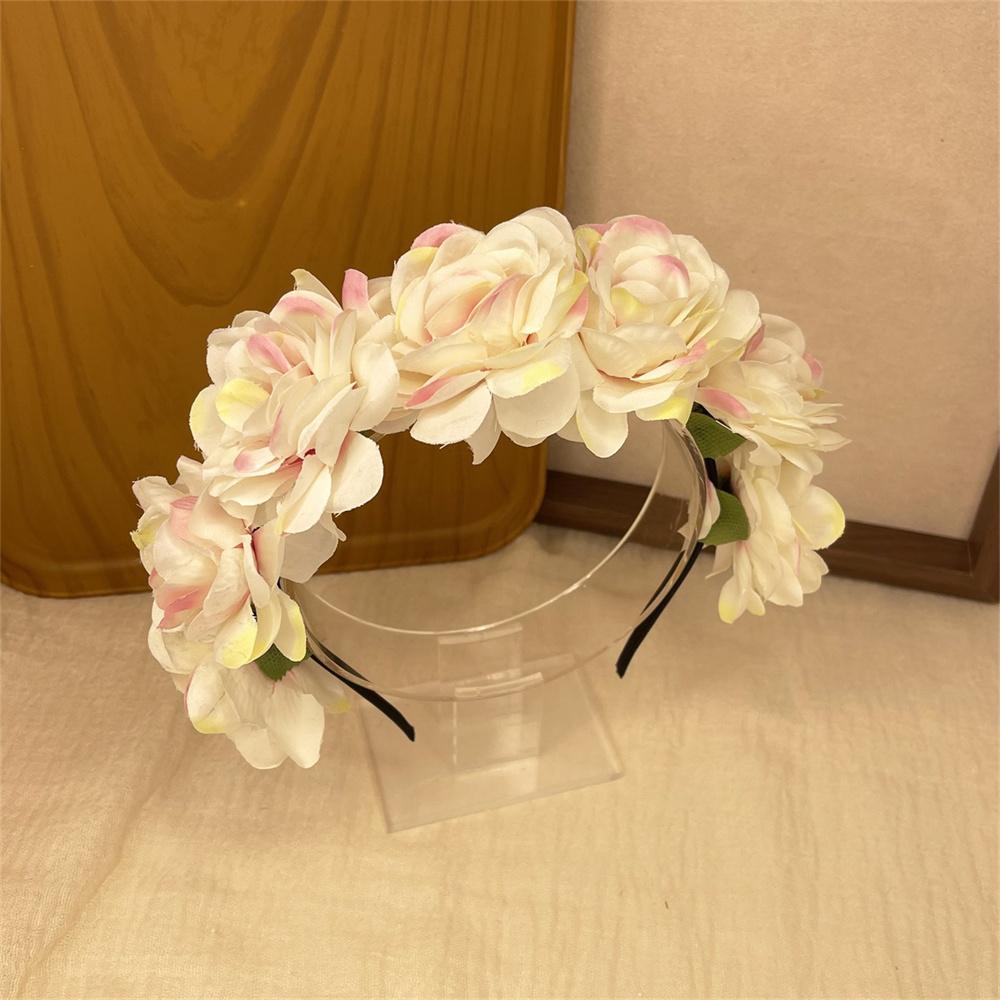 Imitation Rose Flower Headband Retro Fake Flower Decor Crown Headband Women Headpiece Hair Hoop Party Decor