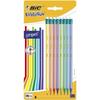 BIC Evolution Stripes with Eraser HB Pencils with Integrated Eraser - Assorted Colors, Blister of 8