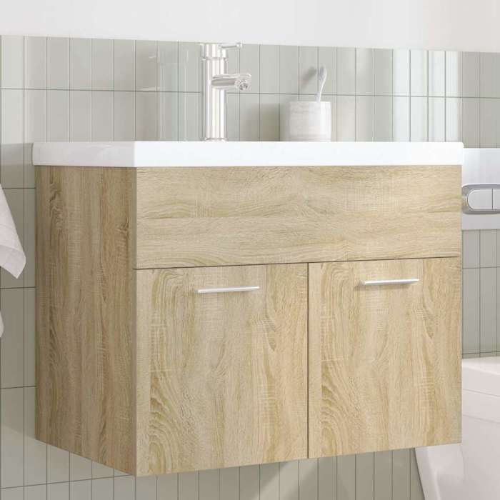 VidaXL Armoire lavabo de salle de bain et vasque et robinet intégrés, placard lavabo de salle de bain, meuble de salle de 3325014