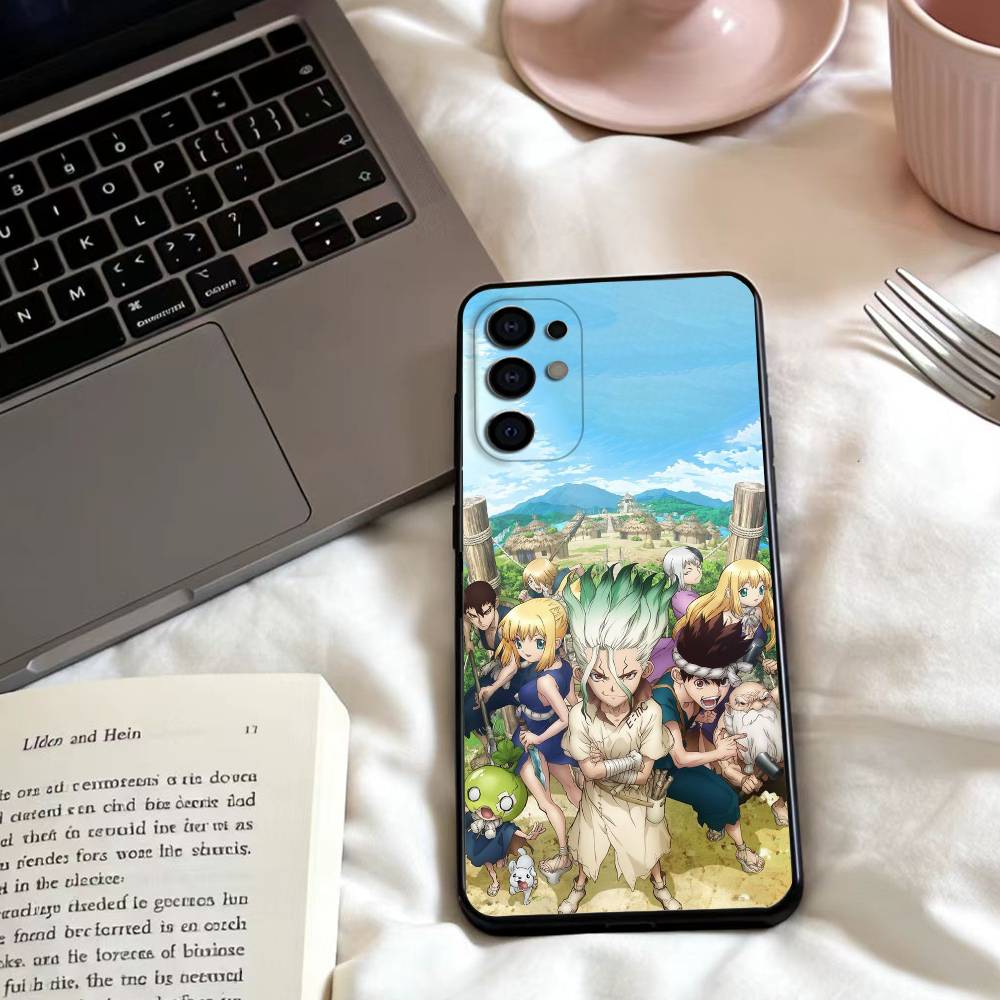 Anime Dr. S-STONE Phone Case For Samsung S25,24,23,22,30,21,10,9,Ultra,Plus,Lite,FE,4,5 G Soft Black Case