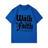Men's 100% Cotton Crew Neck Short Sleeve T-Shirt, Walk by Faith 2 Corinthians 5:7 Christian Religious Print Casual Soft Breathable Daily Top for Men