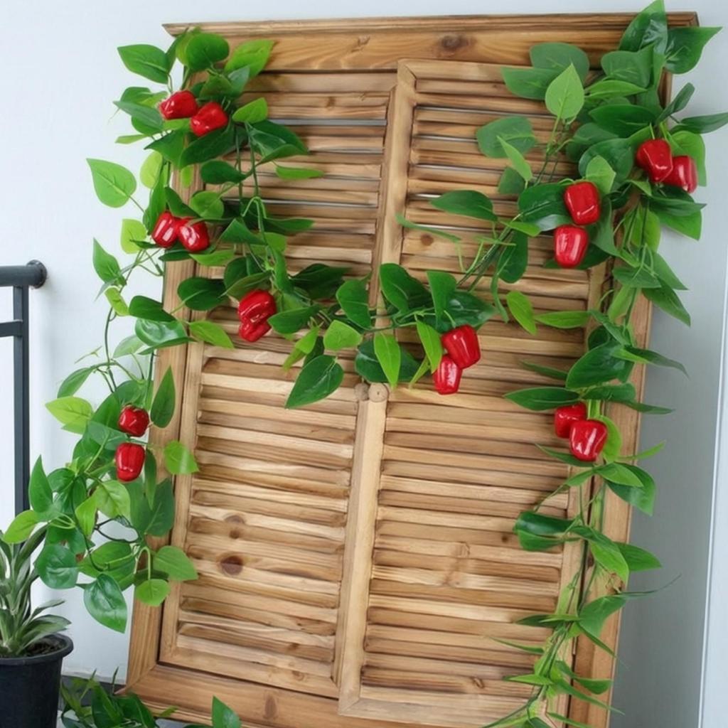 2 Pieces Artificial Vine Garland Hanging Fake Ivy with Red Peppers