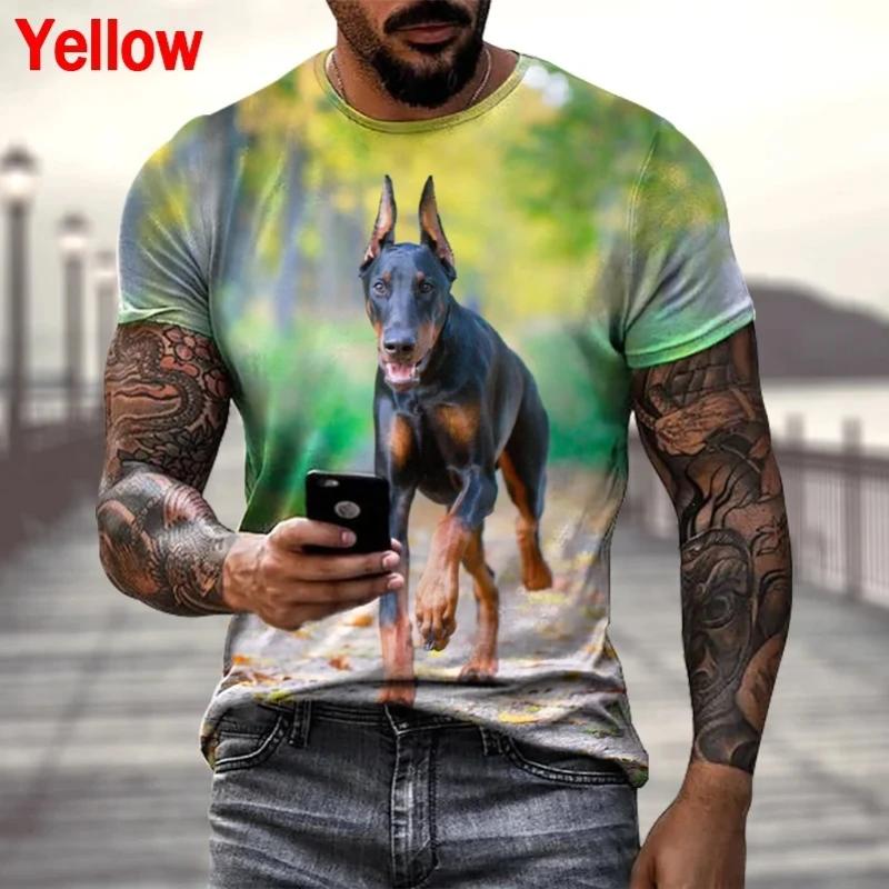 New Fashion Summer Hot Sale 3D Doberman  Men'swomen's T Shirt 3D Printing Short-sleeved Round Neck Animel Dog Tops Tshirt Tees