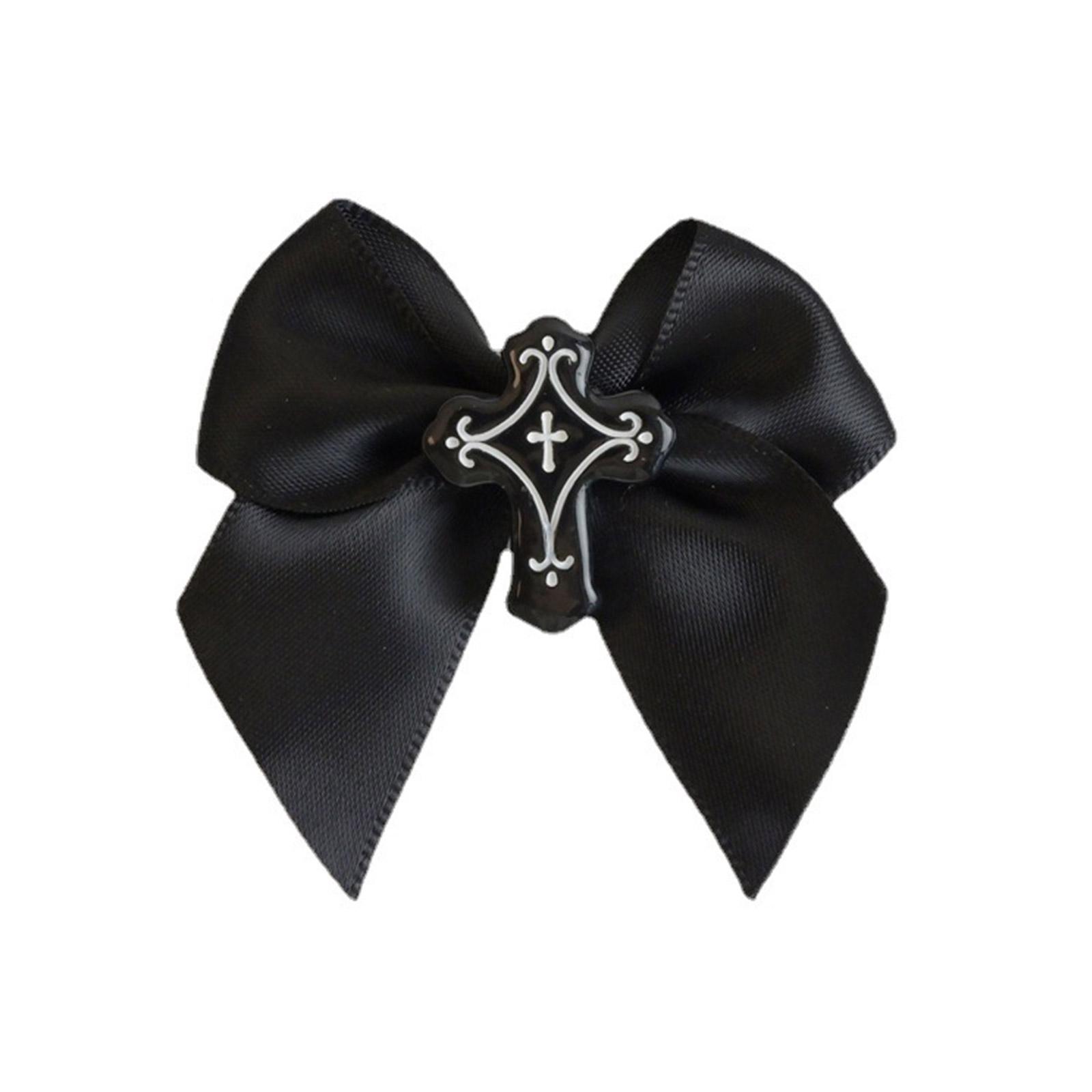 

Lovely Hair Clip for Girls Non-slip Hair Barrettes for Taking Photo Elegant Punk Cross Bowknot Shape Design Hair Pins чёрный