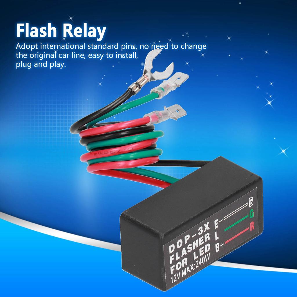Flash Relay DOP‑3X 12VDC 20A Universal LED Turn Signal Flasher Relay for Car Motorcycle