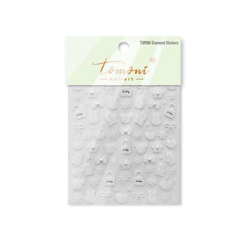 Tomoni Crystal Diamond Nail Stickers - Winter Solid Color Nail Art & Sweater Accessories