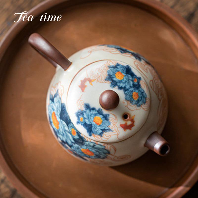 Ru Kiln Ceramic Teapot Dragon Egg Pot Gracked Glaze Tea Pot With Filter Kung Fu Tea Set Kettle Porcelain Pots Handmade Japanese