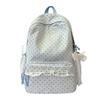 Cute Polka Dot Backpack with Lace Trim, Stylish School Bag for Women and Teens, Lightweight and Spacious Design