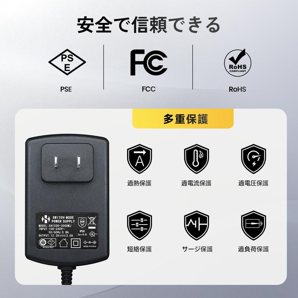 Adaptor de Alimentare 12V 3A 36W Lungime 1.8M, Adaptor Switching ACDC (Intrare 100-240V, Ieșire 12 Volți 3 Amperi 3000mA), Transformator de perete DC 12V 5.5x2.1mm