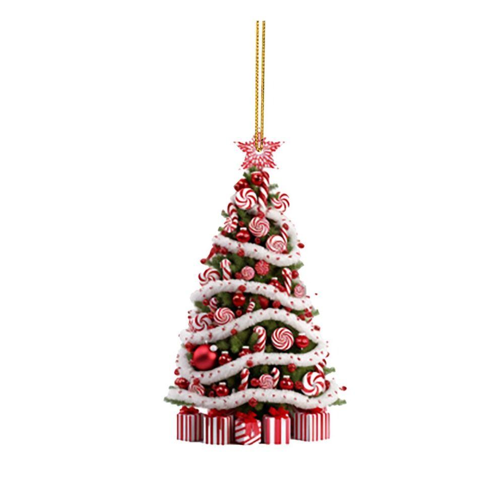 Acrylic Christmas Tree Ornament Cute Acrylic Tree Pendant Cartoon Car Flat Pendants  Xmas Gift