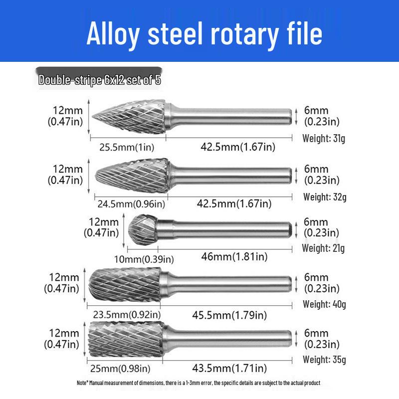 Alloy Steel 5-Piece Rotary File Set for Grinding and Polishing