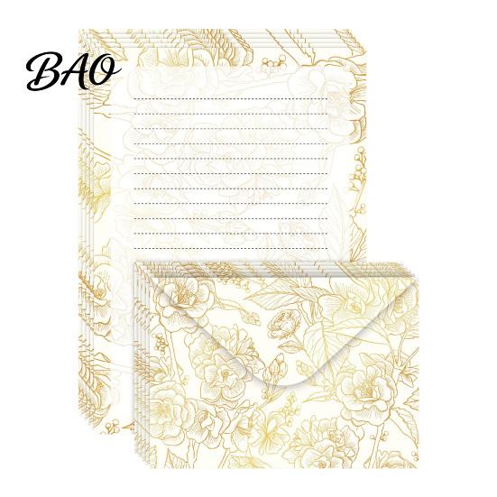 Vintage Letter Stationery 5Pcs Floral Butterfly Paper Envelope Set, Writing with Lined Pages, Kit for Letters, Greeting Messages, Journaling,