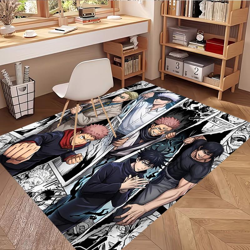 Jujutsu Kaisen Print Rug, Washable Floor Carpet, For Entryway Dorm Laundry Room Office Study, Home Decor Birthday Christmas Gift