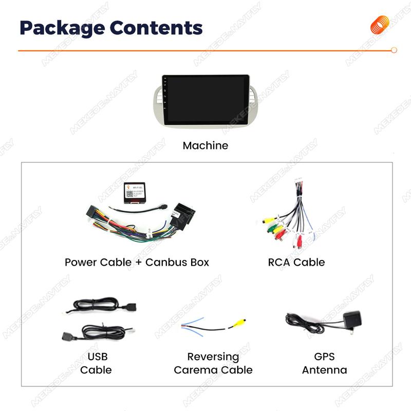 1Din Car Intelligent System Car Radio 2+32G For Fiat 500 2007- 2015 Android 14 Auto Multimedia Player Carplay GPS Navigation DSP