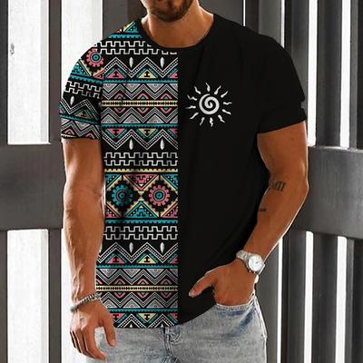 Etnické letné slnečné 3D tlačené tričko, pánske oblečenie, Harajuku retro móda, okrúhly výstrih, nadrozmerné, ležérne tričko, tričko, oblečenie