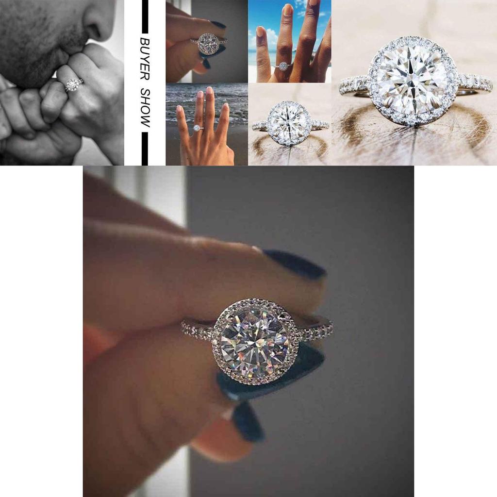 Full Rhinestone Dazzling White Luxury Ring With Silver Plated Micro-embellishments